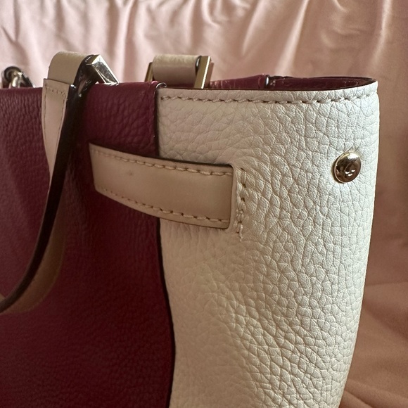 Kate Spade Basket Bag Leo Houston Street Two-Tone Cream and Plum Style No. 4578 - Picture 5 of 12